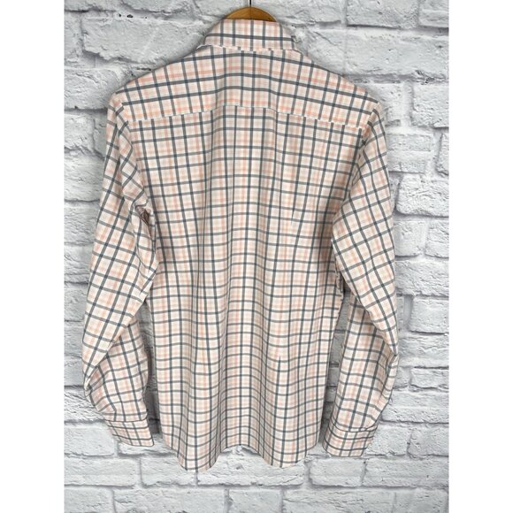 MIZZEN + MAIN Men's Peach Plaid Leeward Collection Button Down Trim Fit Small - Picture 5 of 5